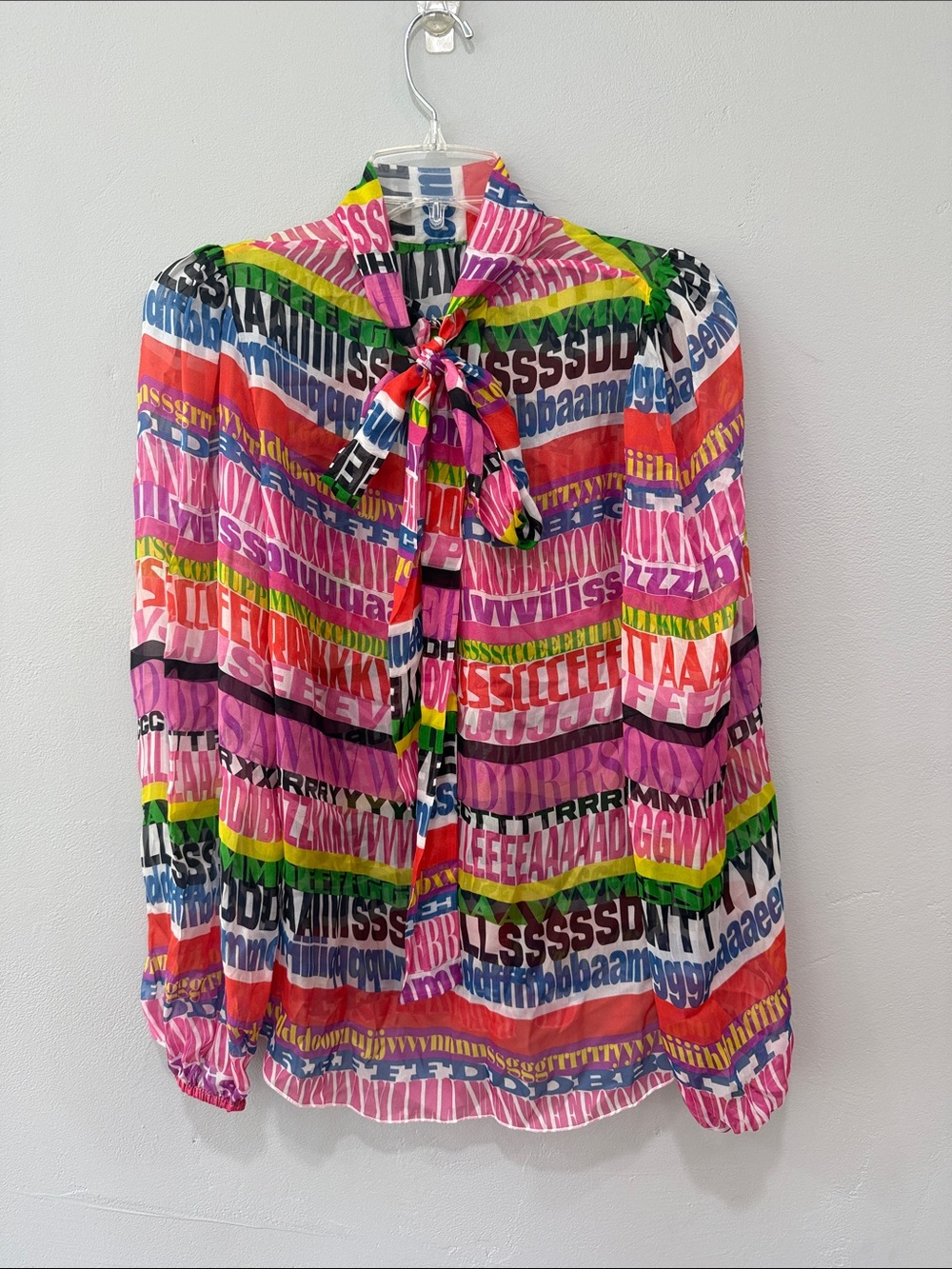 Dolce & Gabbana Fall/Winter 2011 "Alphabet Print" Silk Blouse Size 40